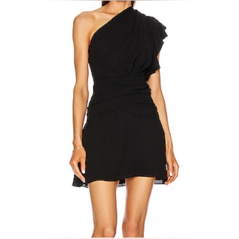 IRO Black One-Shoulder Mini Dress